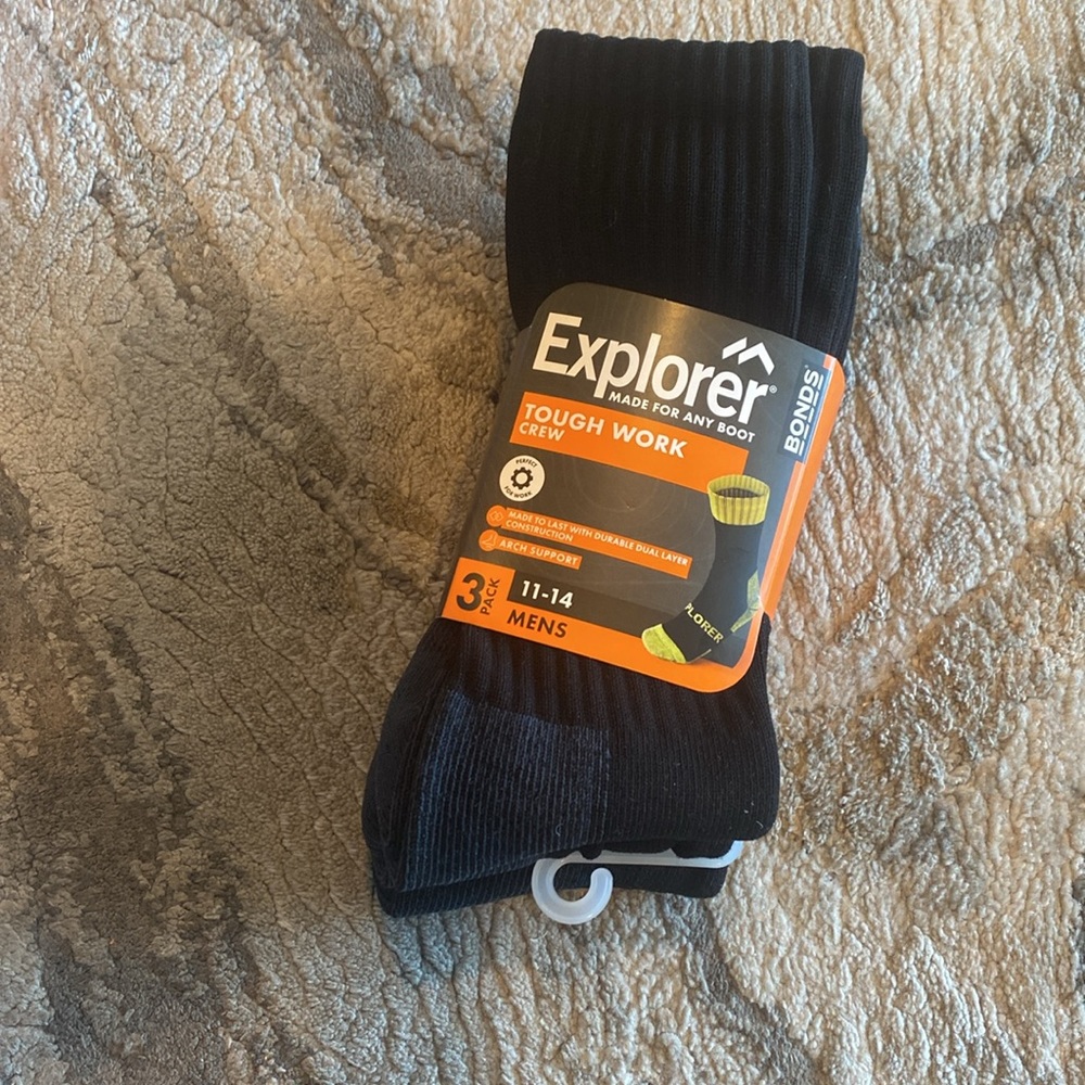 Bonds Explorer Tough Work Crew Socks Size 11-14   Pack of 3 NWT
